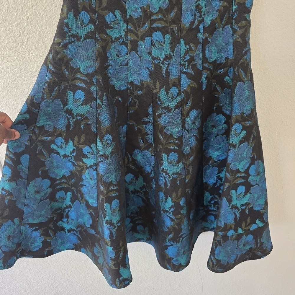 Antonio Melani Dress Womens Sz 4 Floral Fit&Flare Blue Black Whimsgoth - Picture 7 of 13